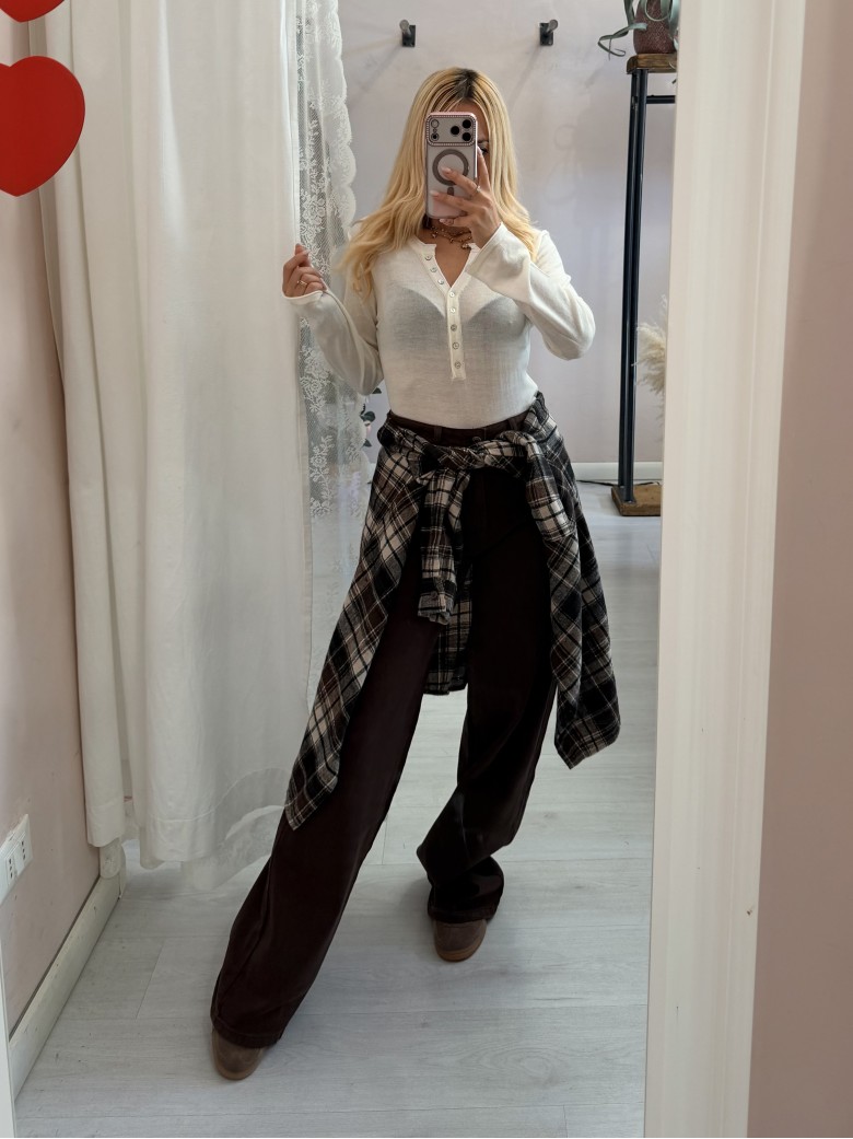 Camicia a quadri marrone