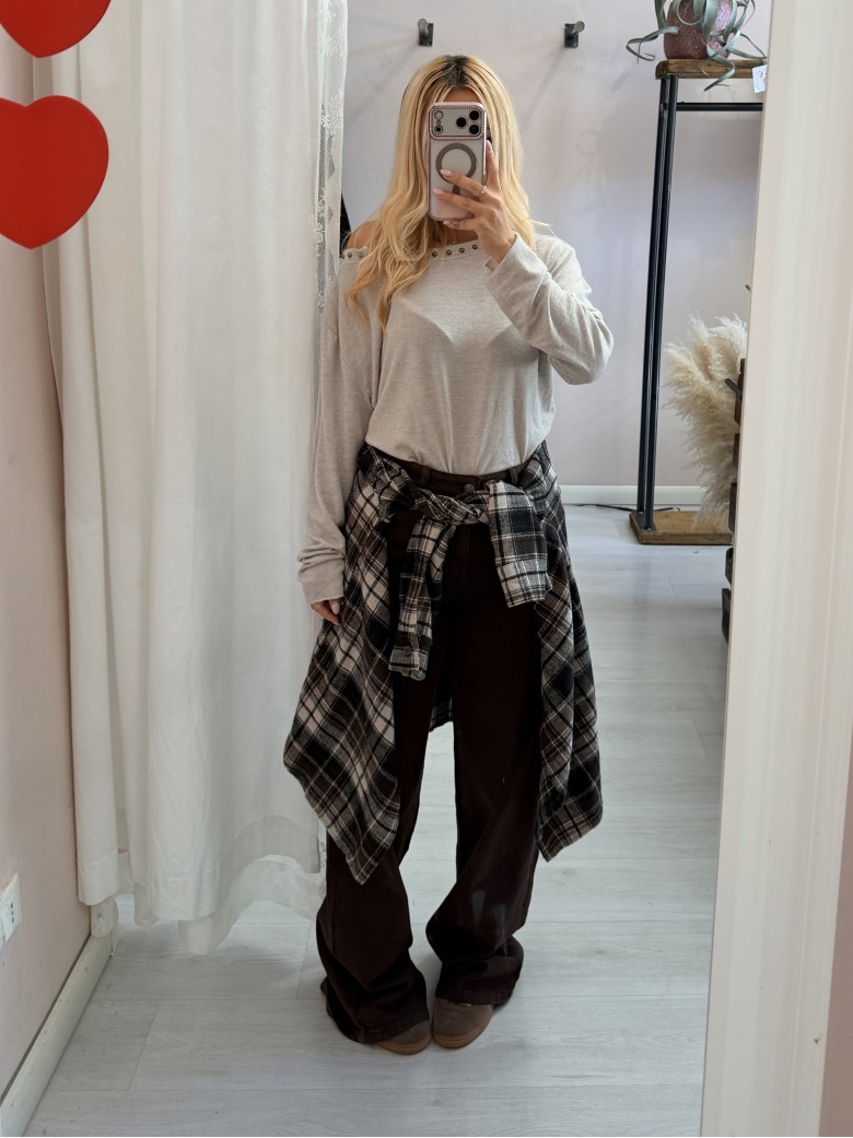 Camicia a quadri marrone