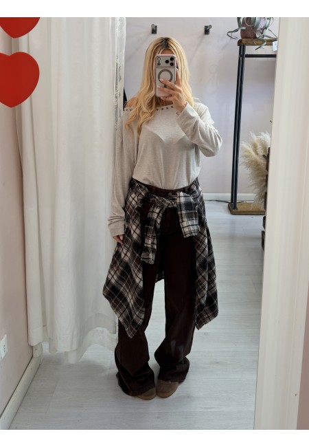 Camicia a quadri marrone