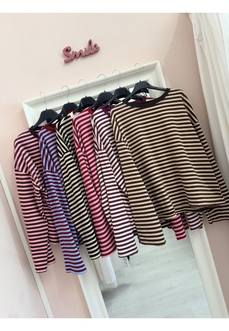 Maxi maglia a righe bordeaux