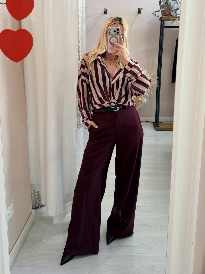 Camicia a righe bordeaux