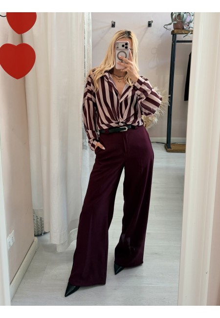 Camicia a righe bordeaux