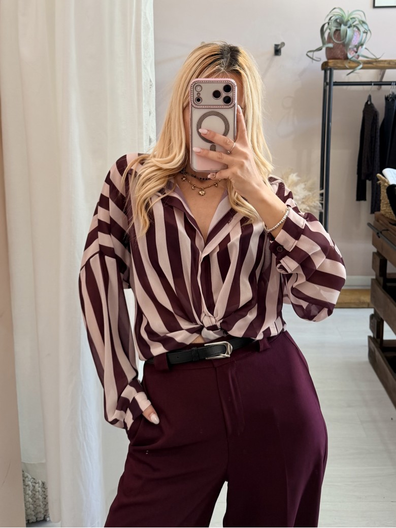 Camicia a righe bordeaux