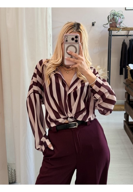 Camicia a righe bordeaux
