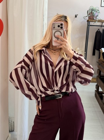 Camicia a righe bordeaux