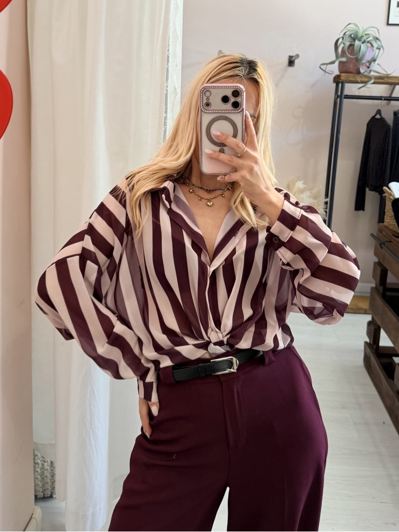 Camicia a righe bordeaux
