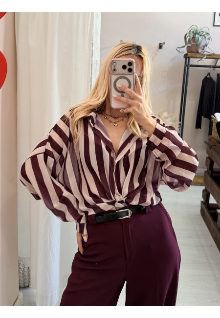 Camicia a righe bordeaux