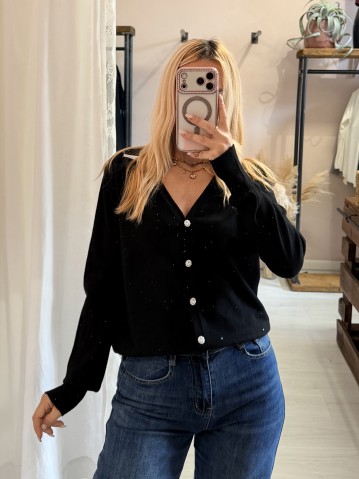 Cardigan micro STRASS nero 2