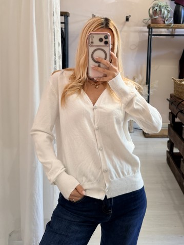 Cardigan micro STRASS bianco