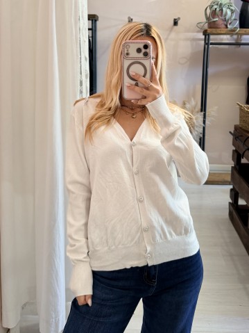 Cardigan micro STRASS bianco 2