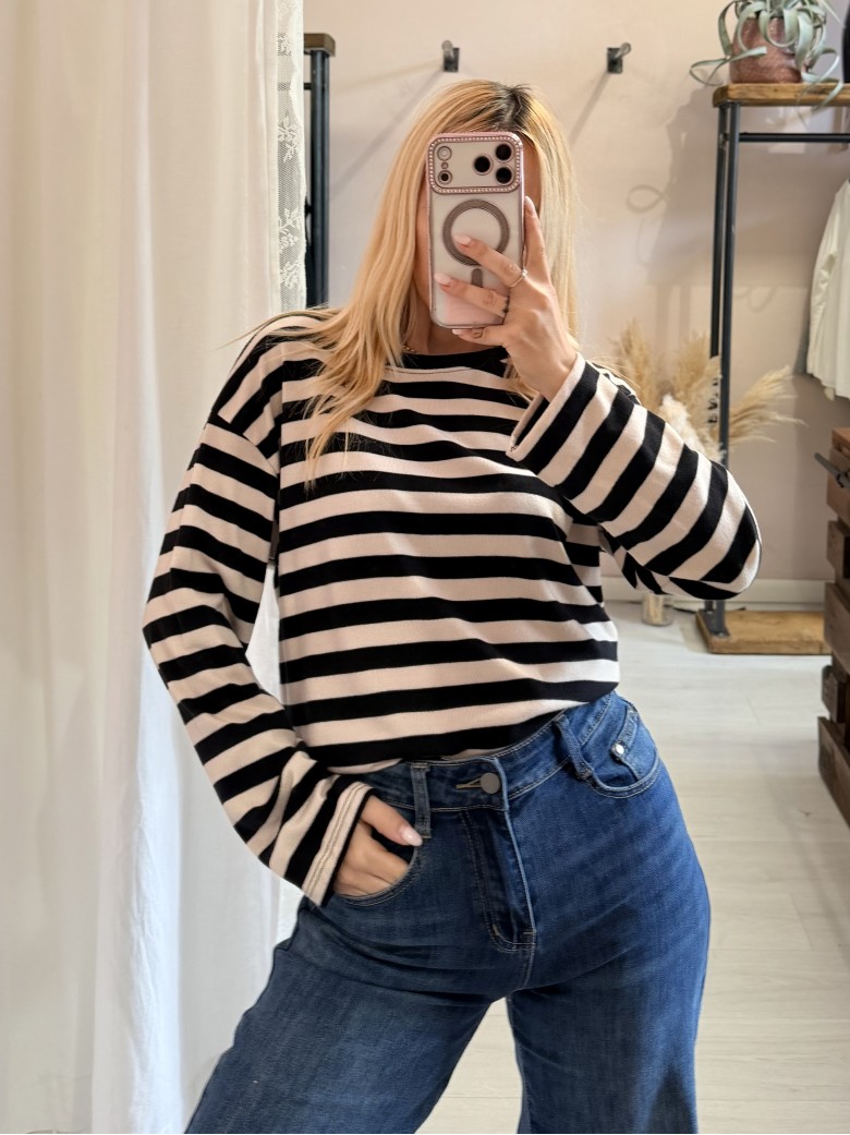 Maglia a righe PARIS 2.0 nere