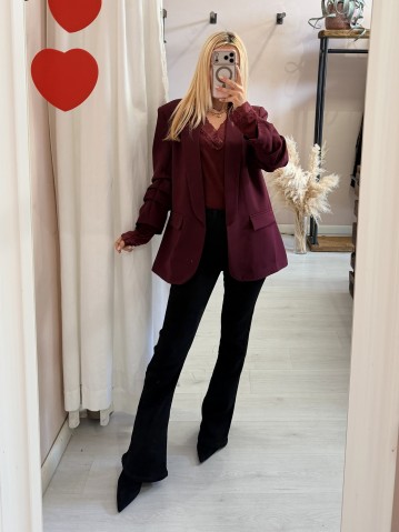 Blazer giacca manica arricciata bordeaux 2