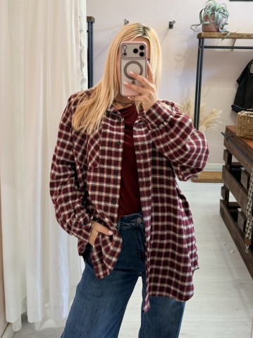 Camicia a quadri check bordeaux