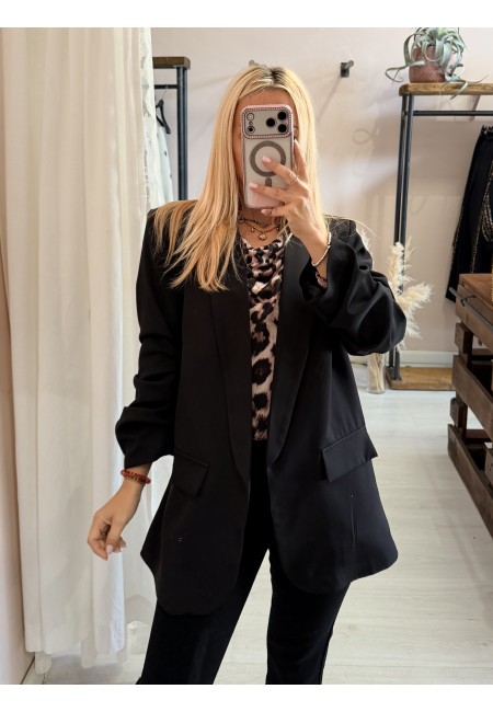 Blazer giacca manica arricciata nera