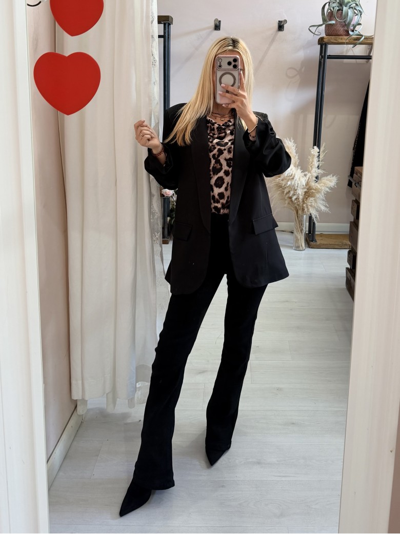 Blazer giacca manica arricciata nera