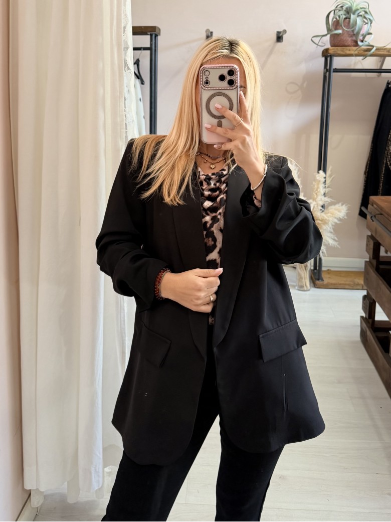 Blazer giacca manica arricciata nera