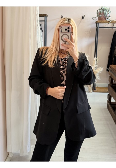 Blazer giacca manica arricciata nera