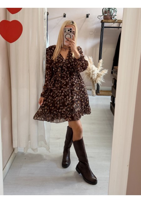 Vestito fiorellini marrone