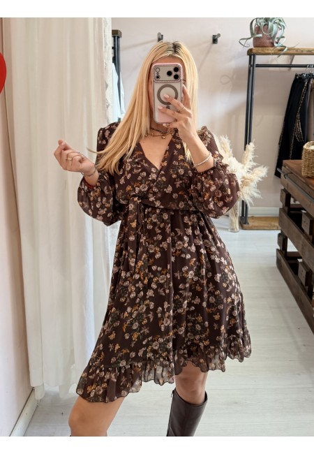 Vestito fiorellini marrone