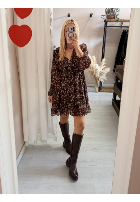 Vestito fiorellini marrone