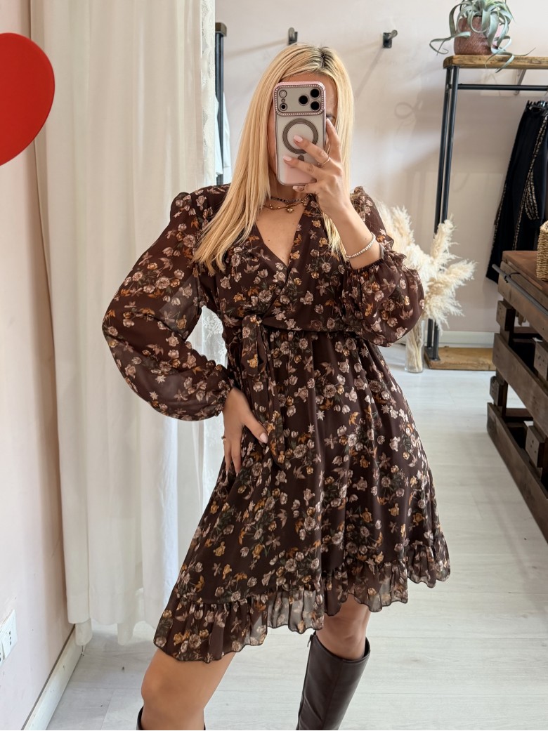 Vestito fiorellini marrone
