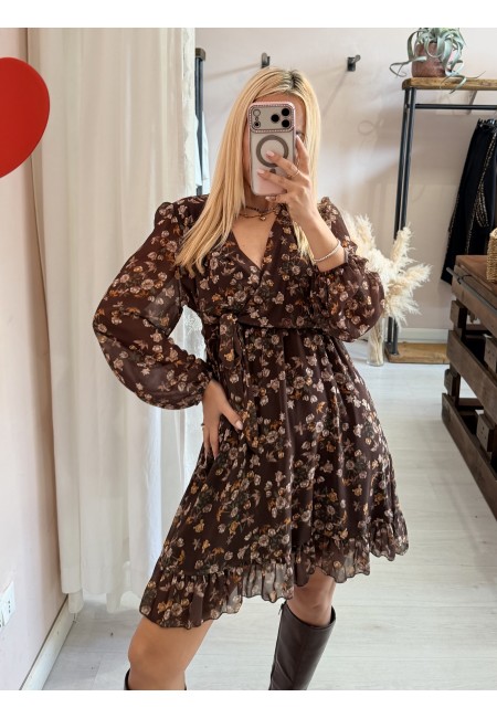 Vestito fiorellini marrone