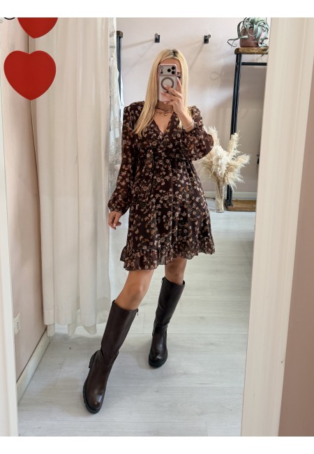 Vestito fiorellini marrone