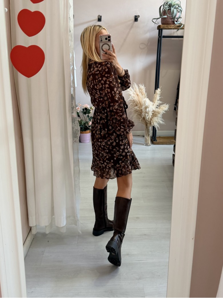 Vestito fiorellini marrone