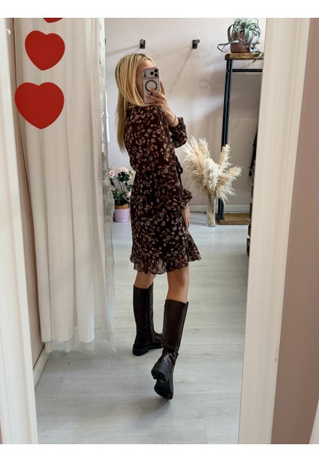 Vestito fiorellini marrone