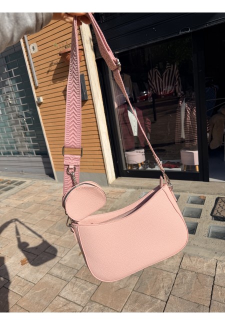 Borsetta rosa a tracolla con portamonete