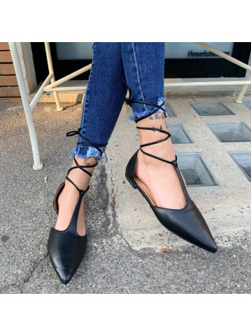 Scarpe basse ballerine laccio alla caviglia nere 2