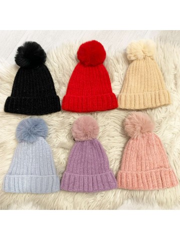 Cappello BAMBINA pon pon vari colori M6729