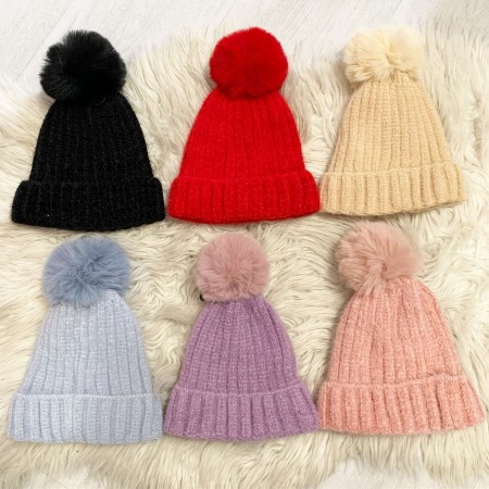 Cappello BAMBINA pon pon vari colori M6729