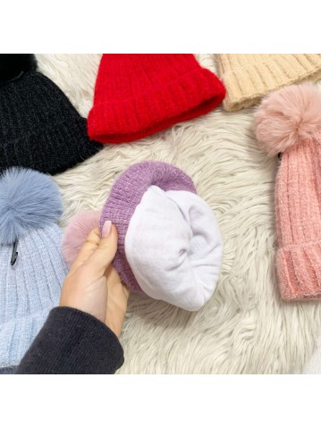 Cappello BAMBINA pon pon vari colori M6729 2