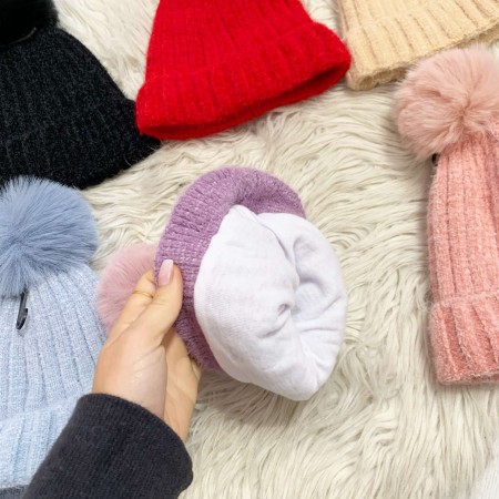 Cappello BAMBINA pon pon vari colori M6729