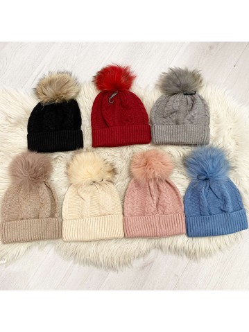 Cappello TRECCE pon pon vari colori M6725