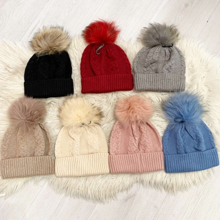 Cappello TRECCE pon pon vari colori M6725