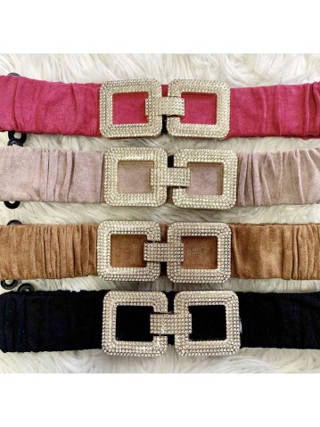 Cintura in velluto elasticizzata fibbia strass 2