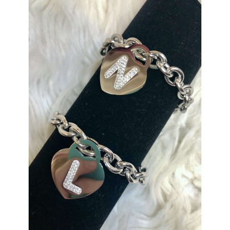 Bracciale iniziale ciondolo a cuore