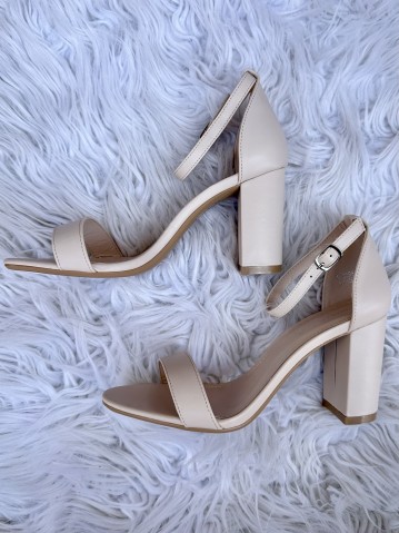 Sandali tacco largo cinturino alla caviglia NUDE 2