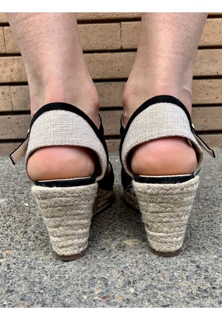 Zeppe espadrillas paglia NERE