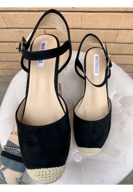 Zeppe espadrillas paglia NERE