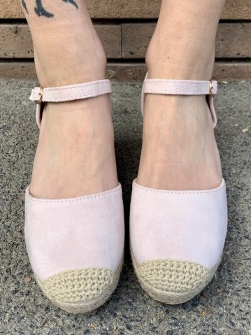 Zeppe espadrillas paglia ROSA 2