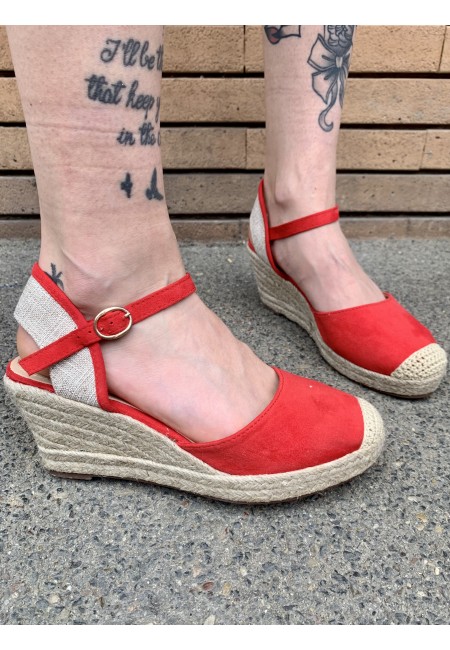 Zeppe espadrillas paglia ROSSE