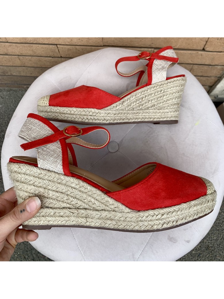 Zeppe espadrillas paglia ROSSE