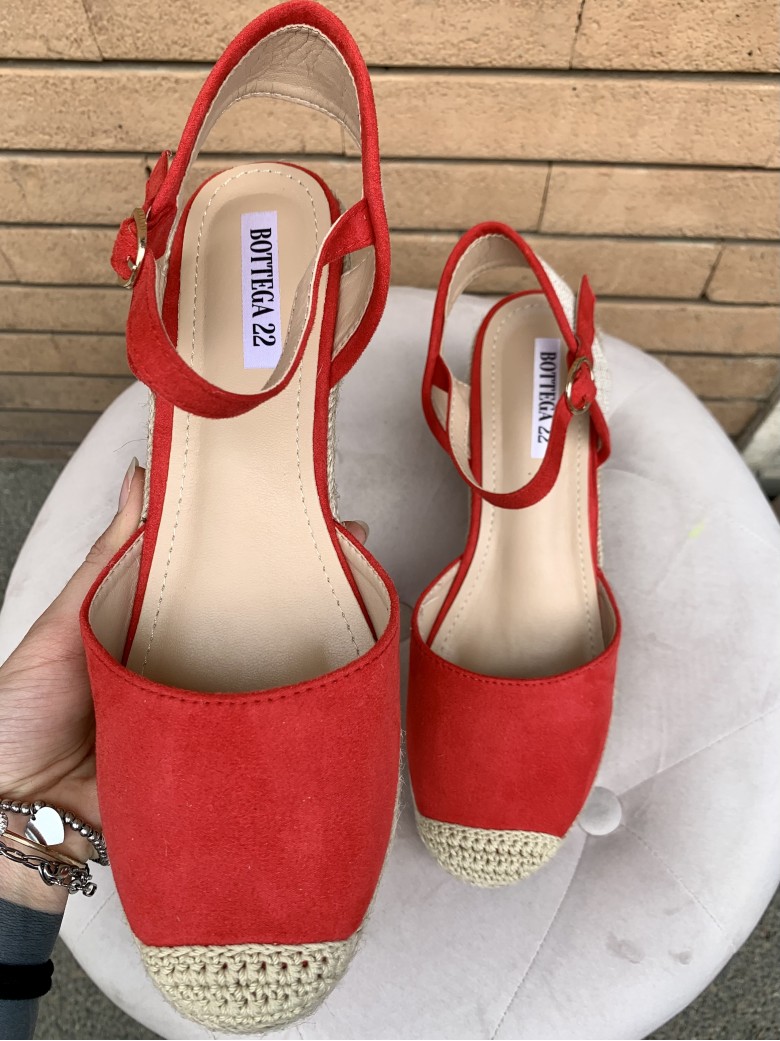 Zeppe espadrillas paglia ROSSE