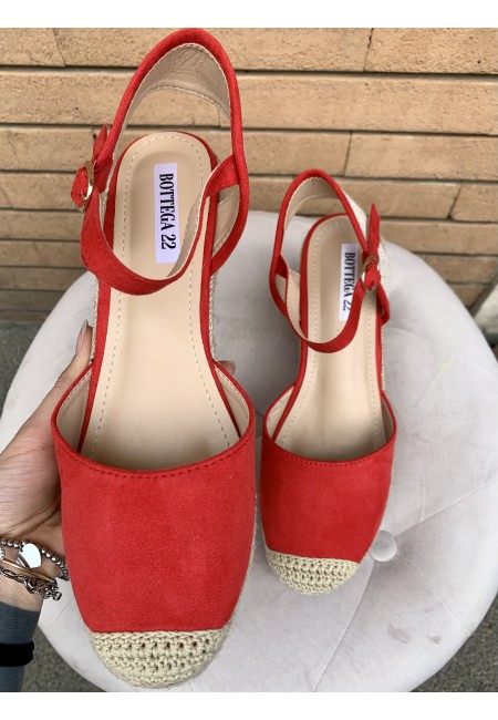 Zeppe espadrillas paglia ROSSE