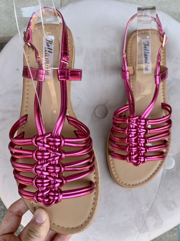 Sandali lucidi ragnetto con nodi FUCSIA 2