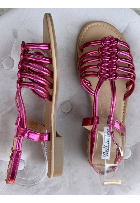 Sandali lucidi ragnetto con nodi FUCSIA