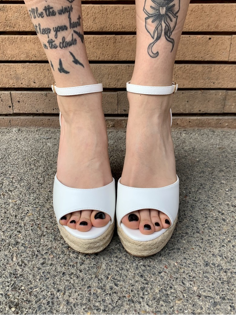 Zeppa paglia eco-pelle BIANCA